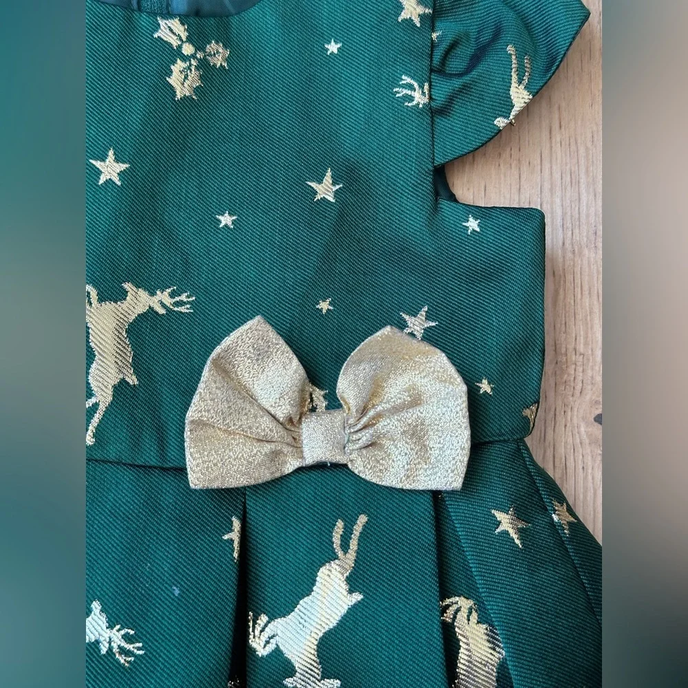 Bonnie Jean Reindeer Jacquard Holiday Dress size 2T - Picture 4 of 10